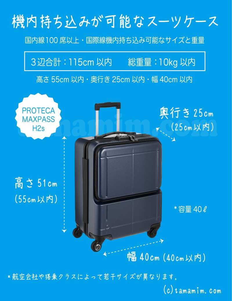 国際線の機内持ち込みに最適なスーツケースは40㍑が最大でベスト！ACE